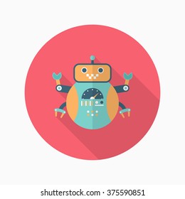 Robot icon , Vector flat long shadow design. Robot and Science concept.