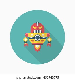 Robot icon , Vector flat long shadow design. Robot and Science concept.