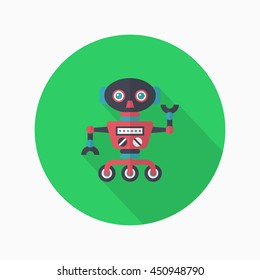 Robot icon , Vector flat long shadow design. Robot and Science concept.