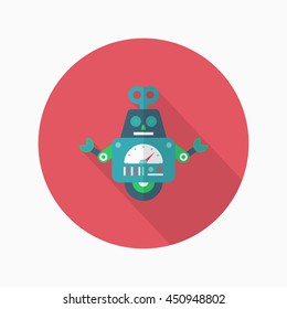 Robot icon , Vector flat long shadow design. Robot and Science concept.