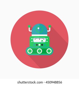Robot icon , Vector flat long shadow design. Robot and Science concept.