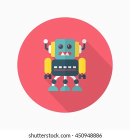 Robot icon , Vector flat long shadow design. Robot and Science concept.