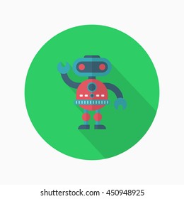 Robot icon , Vector flat long shadow design. Robot and Science concept.