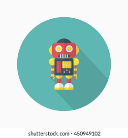 Robot icon , Vector flat long shadow design. Robot and Science concept.