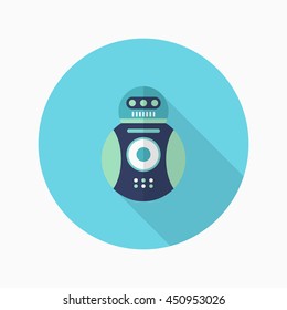 Robot icon , Vector flat long shadow design. Robot and Science concept.