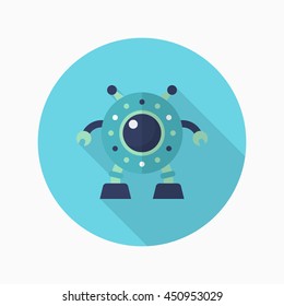 Robot icon , Vector flat long shadow design. Robot and Science concept.