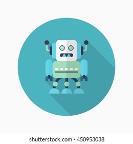 Robot icon , Vector flat long shadow design. Robot and Science concept.