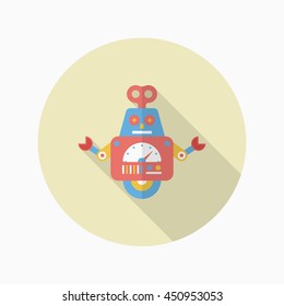 Robot icon , Vector flat long shadow design. Robot and Science concept.
