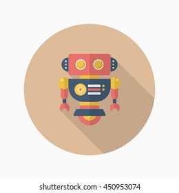 Robot icon , Vector flat long shadow design. Robot and Science concept.