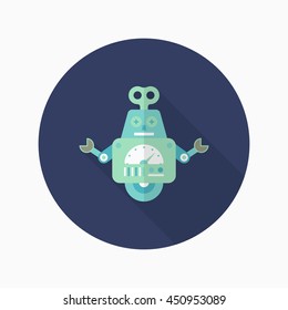 Robot icon , Vector flat long shadow design. Robot and Science concept.