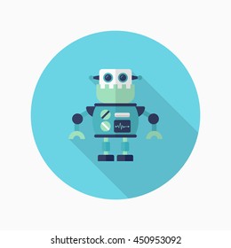 Robot icon , Vector flat long shadow design. Robot and Science concept.