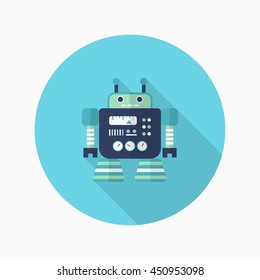 Robot icon , Vector flat long shadow design. Robot and Science concept.
