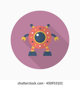 Robot icon , Vector flat long shadow design. Robot and Science concept.
