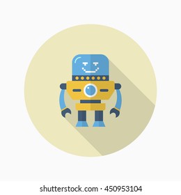 Robot icon , Vector flat long shadow design. Robot and Science concept.