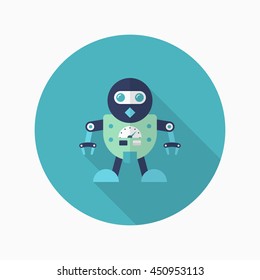 Robot icon , Vector flat long shadow design. Robot and Science concept.