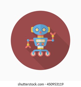 Robot icon , Vector flat long shadow design. Robot and Science concept.
