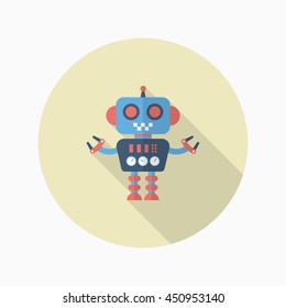 Robot icon , Vector flat long shadow design. Robot and Science concept.