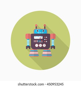 Robot icon , Vector flat long shadow design. Robot and Science concept.