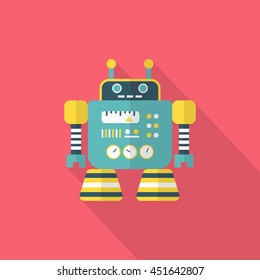 Robot icon , Vector flat long shadow design. Robot and Science concept.