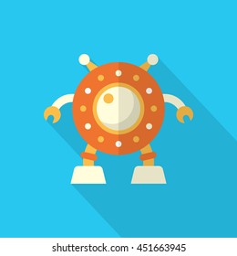 Robot icon , Vector flat long shadow design. Robot and Science concept.