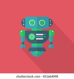 Robot icon , Vector flat long shadow design. Robot and Science concept.