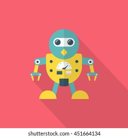 Robot icon , Vector flat long shadow design. Robot and Science concept.