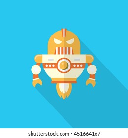 Robot icon , Vector flat long shadow design. Robot and Science concept.