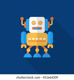 Robot icon , Vector flat long shadow design. Robot and Science concept.