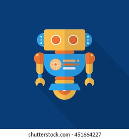 Robot icon , Vector flat long shadow design. Robot and Science concept.