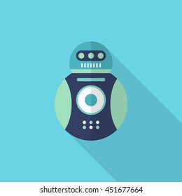 Robot icon , Vector flat long shadow design. Robot and Science concept.