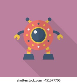 Robot icon , Vector flat long shadow design. Robot and Science concept.
