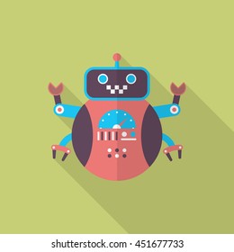 Robot icon , Vector flat long shadow design. Robot and Science concept.