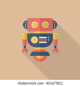 Robot icon , Vector flat long shadow design. Robot and Science concept.