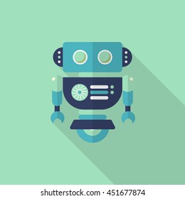 Robot icon , Vector flat long shadow design. Robot and Science concept.