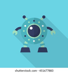 Robot icon , Vector flat long shadow design. Robot and Science concept.