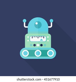 Robot icon , Vector flat long shadow design. Robot and Science concept.