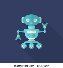 Robot icon , Vector flat long shadow design. Robot and Science concept.