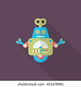 Robot icon , Vector flat long shadow design. Robot and Science concept.