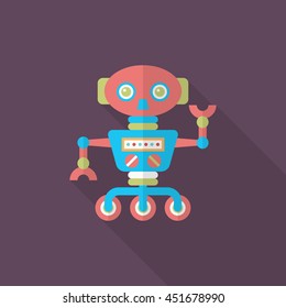 Robot icon , Vector flat long shadow design. Robot and Science concept.