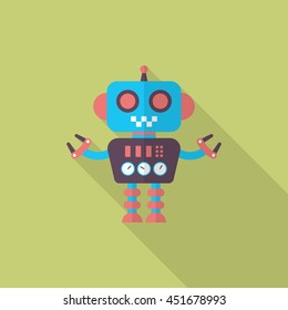 Robot icon , Vector flat long shadow design. Robot and Science concept.