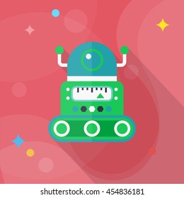 Robot icon , Vector flat long shadow design. Robot and Science concept.