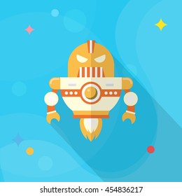 Robot icon , Vector flat long shadow design. Robot and Science concept.