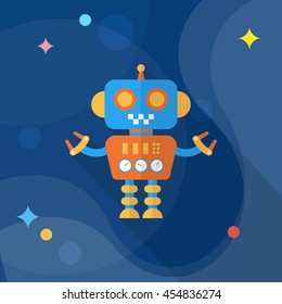 Robot icon , Vector flat long shadow design. Robot and Science concept.