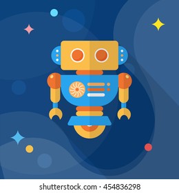 Robot icon , Vector flat long shadow design. Robot and Science concept.