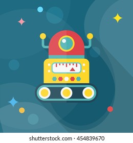 Robot icon , Vector flat long shadow design. Robot and Science concept.