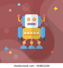 Robot icon , Vector flat long shadow design. Robot and Science concept.