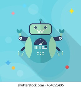 Robot icon , Vector flat long shadow design. Robot and Science concept.