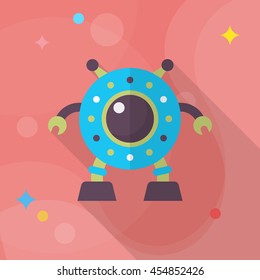 Robot icon , Vector flat long shadow design. Robot and Science concept.
