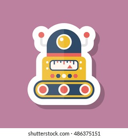 Robot icon , Vector flat long shadow design. Robot and Science concept.