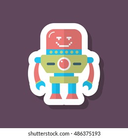 Robot icon , Vector flat long shadow design. Robot and Science concept.